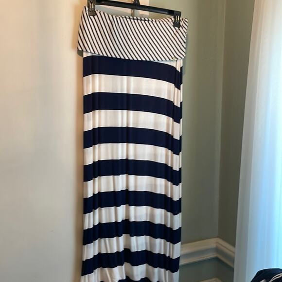 Calvin Klein striped maxi skirt blue and white M - Picture 2 of 6